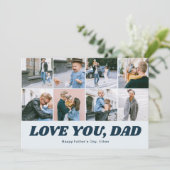Retro Love You Dad 12 Photo Collage Blue シーズンカード (スタンド正面)