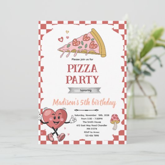 Retro love you two pizza invitation 招待状 (スタンド正面)