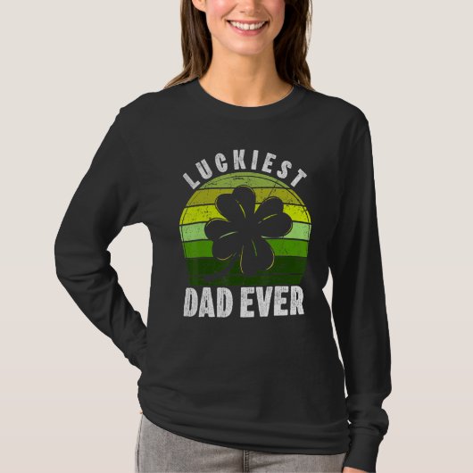 Retro Luckiest Dad Ever Shamrock St Patricks Day F Tシャツ (正面)