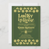 Retro Lucky in Love St Patrick's Day Bridal Shower 招待状 (正面)
