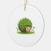 Retro Lucky Shamrock Hedgehog St. Patrick's Day セラミックオーナメント (左)