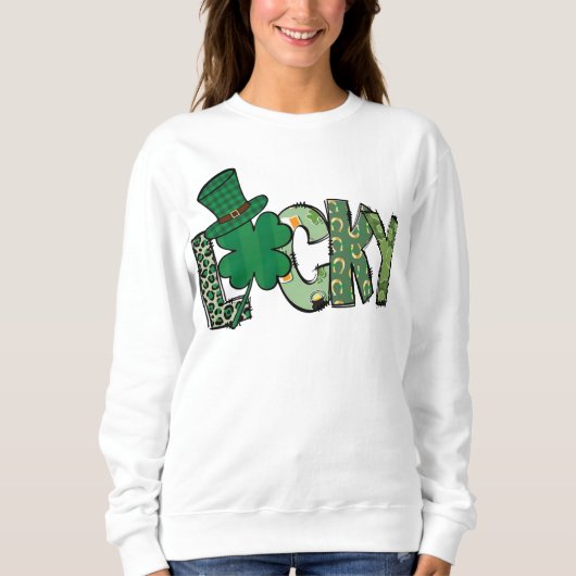 Retro Lucky Shamrock St. Patrick's Day スウェットシャツ (正面)