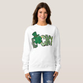 Retro Lucky Shamrock St. Patrick's Day スウェットシャツ (正面フル)