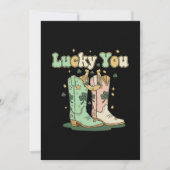 Retro Lucky You Cowboy Boots St. Patrick’s Day  招待状 (正面)
