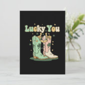 Retro Lucky You Cowboy Boots St. Patrick’s Day  招待状 (スタンド正面)