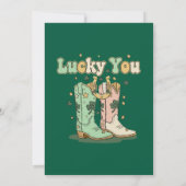 Retro Lucky You Cowboy Boots St. Patrick’s Day  招待状 (裏面)