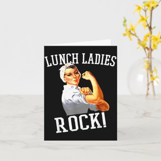 Retro Lunch Ladies Rock Cafeteria Worker Funny Lun カード (黄色い花)