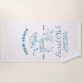 Retro Luxe Beach Social Club Logo Bachelorette ビーチタオル (正面)
