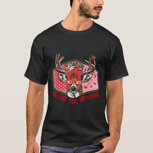 Retro Mad Love For My Mama Deer Hunting Boys Valen Tシャツ (正面)
