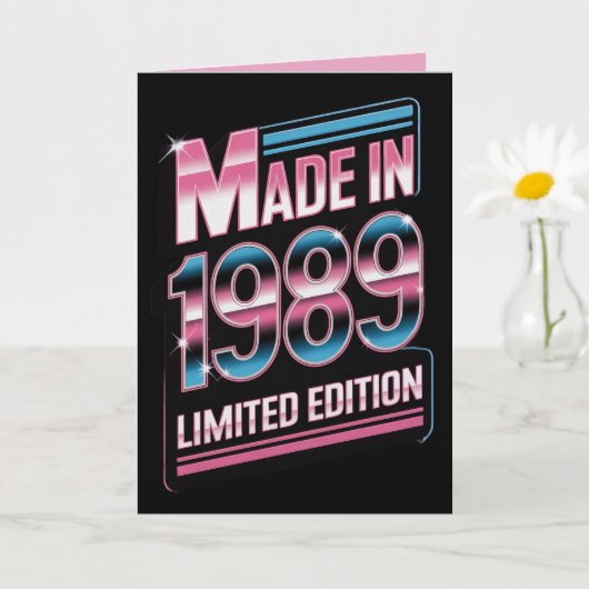 Retro Made in 1989 Limited Birthday Card カード (小さな植物)