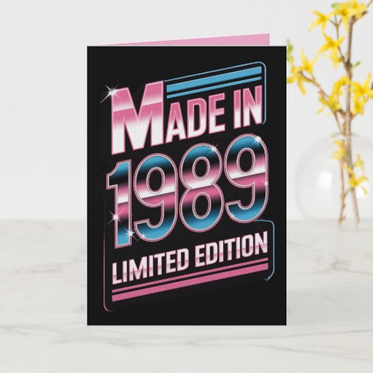 Retro Made in 1989 Limited Birthday Card カード (黄色い花)