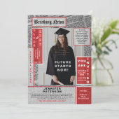 Retro Magazine Cover Newspaper Style Graduation  招待状 (スタンド正面)