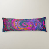 Retro Magenta, Green and Orange Abstract Swirl ボディピロー (裏面)