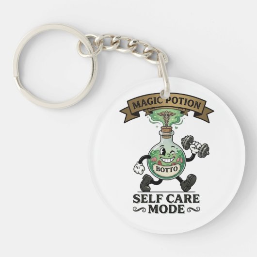 Retro Magic Potion Self Care Mode Fitness Gift キーホルダー (正面)