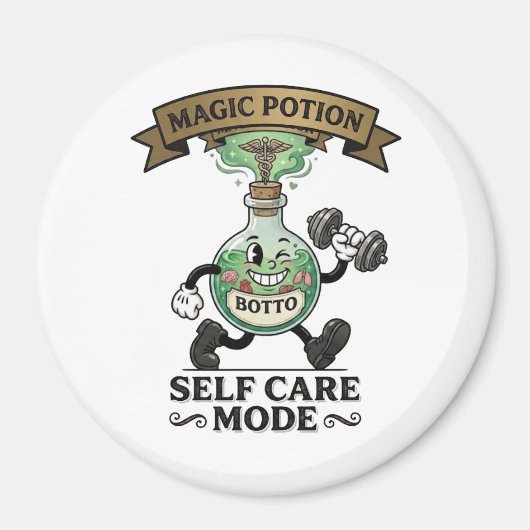 Retro Magic Potion Self Care Mode Fitness Gift マグネット (正面)