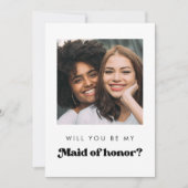Retro Maid of Honor Proposal Info Card with Photo 招待状 (正面)