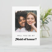 Retro Maid of Honor Proposal Info Card with Photo 招待状 (スタンド正面)