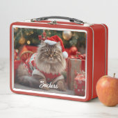 Retro Maine Coon Cat Christmas Personalized   メタルランチボックス (インサイチュ)