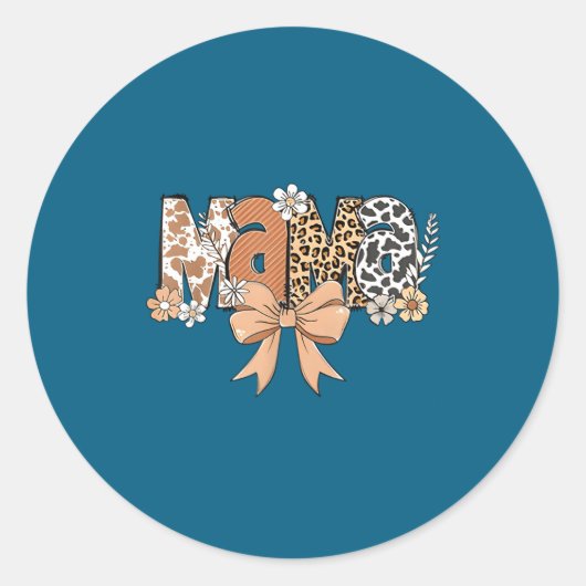 Retro Mama Coquette Bows Leopard Mom Mother's Day  ラウンドシール (正面)