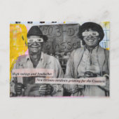 Retro Man and Woman in 3D Glasses Collage ポストカード (正面)
