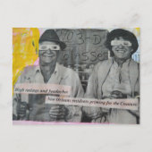 Retro Man and Woman in 3D Glasses Collage ポストカード (正面)