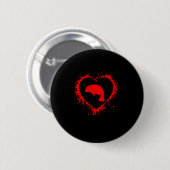 Retro Manatee Valentines Day Heart Shape My Valent 缶バッジ (正面&裏面)
