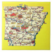 Retro Map of Arkansas Ceramic Tile タイル (正面)