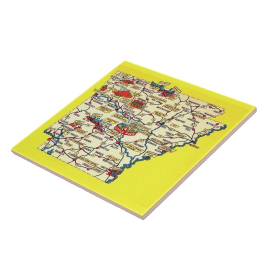Retro Map of Arkansas Ceramic Tile タイル (側面)