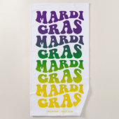 Retro Mardi Gras Ombre Text ビーチタオル (正面)