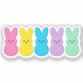 Retro Marshmallow Bunny Peeps Colorful Easter  シール (正面)