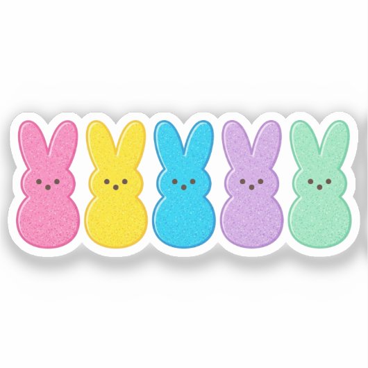 Retro Marshmallow Bunny Peeps Colorful Easter  シール (正面)