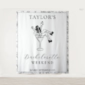 Retro Martini Girl Bachelorette Weekend Backdrop タペストリー (正面)