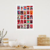 Retro matchbox labels wall art, grid collage ポスター (キッチン)