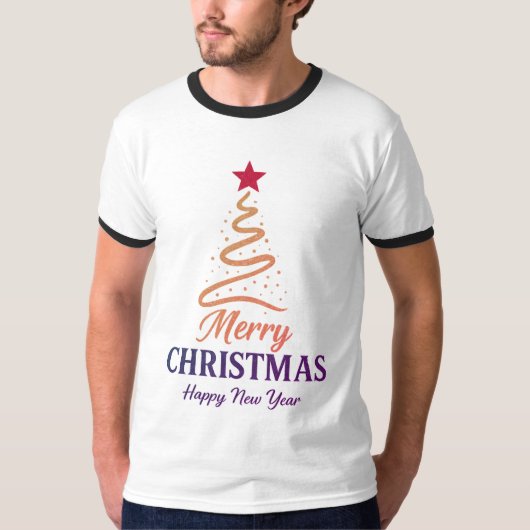 Retro Matching Christmas Ringer Tee USA Tシャツ (正面)