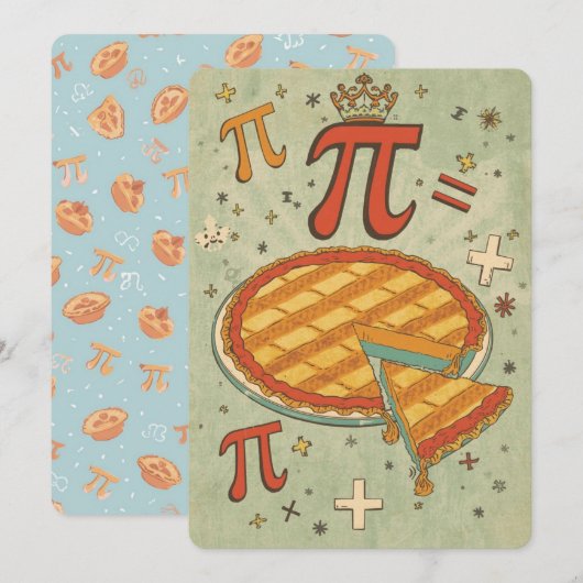Retro Math Pi Day Card 招待状 (正面/裏面)