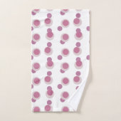 Retro Mauve Moon pink and Beige Dots on White バスタオルセット (ハンドタオル)