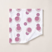 Retro Mauve Moon pink and Beige Dots on White バスタオルセット (ウォッシュタオル)
