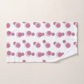 Retro Mauve Moon pink and Beige Dots on White バスタオルセット (ハンドタオル)