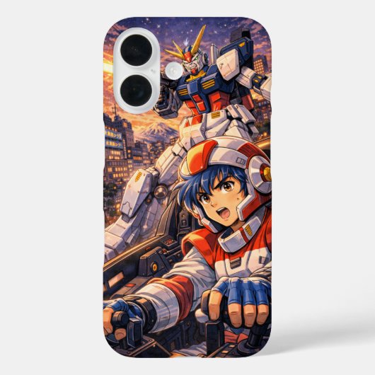 Retro Mecha Pilot City Battle Case-Mate iPhoneケース (裏面)