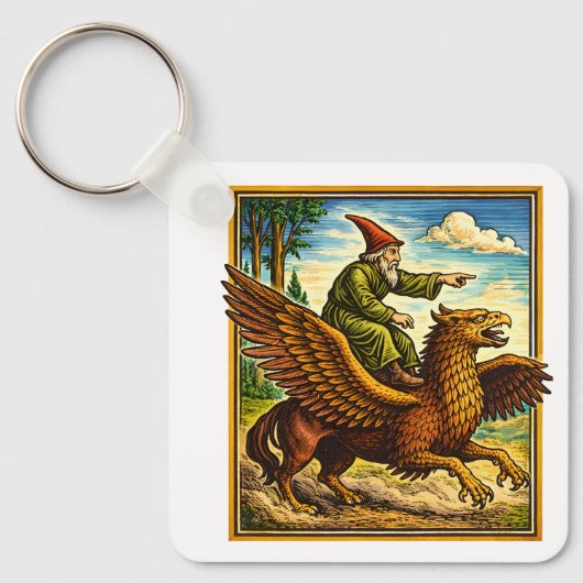 Retro Medieval Snail Rider Fantasy Tee Postcard キーホルダー (正面)