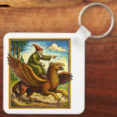 Retro Medieval Snail Rider Fantasy Tee Postcard キーホルダー (裏面)