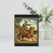 Retro Medieval Snail Rider Fantasy Tee Postcard シーズンポストカード (スタンド正面)