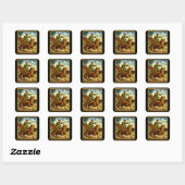 Retro Medieval Snail Rider Fantasy Tee Postcard スクエアシール (シート)
