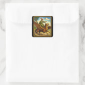 Retro Medieval Snail Rider Fantasy Tee Postcard スクエアシール (バッグ)