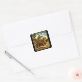 Retro Medieval Snail Rider Fantasy Tee Postcard スクエアシール (封筒)
