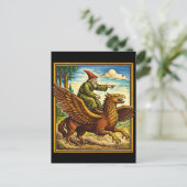 Retro Medieval Snail Rider Fantasy Tee Postcard ポストカード (スタンド正面)