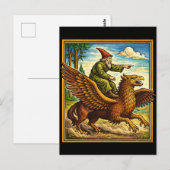 Retro Medieval Snail Rider Fantasy Tee Postcard ポストカード (正面/裏面)