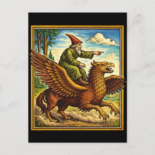 Retro Medieval Snail Rider Fantasy Tee Postcard ポストカード (正面)