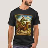 Retro Medieval Snail Rider Fantasy Tee Postcard Tシャツ (正面)