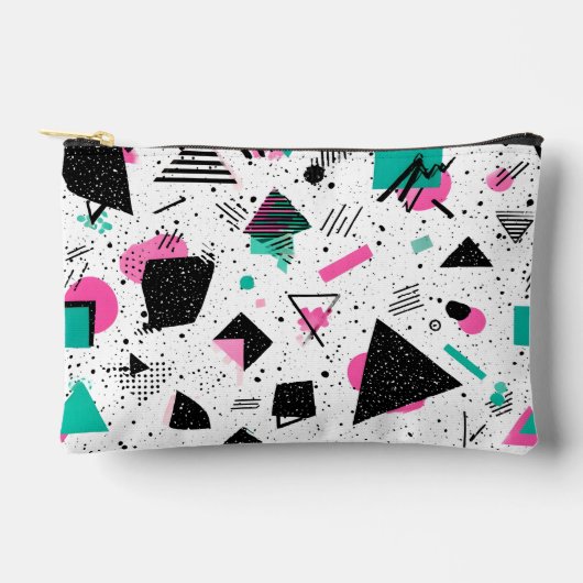 Retro Memphis Geometric Pattern アクセサリーポーチ (正面)